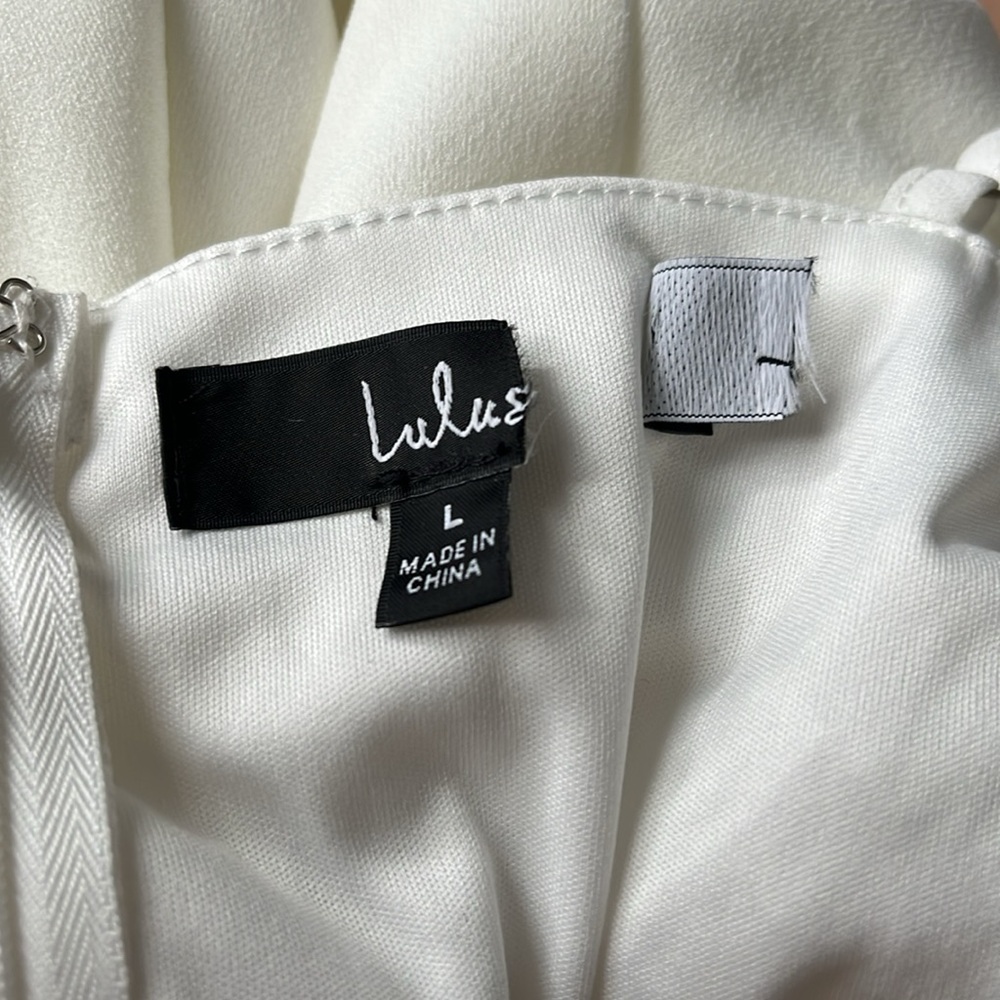 NWOT | LULU'S White Memorable Occasion Beaded Sequin Jumpsuit | Sz L - Picture 5 of 6